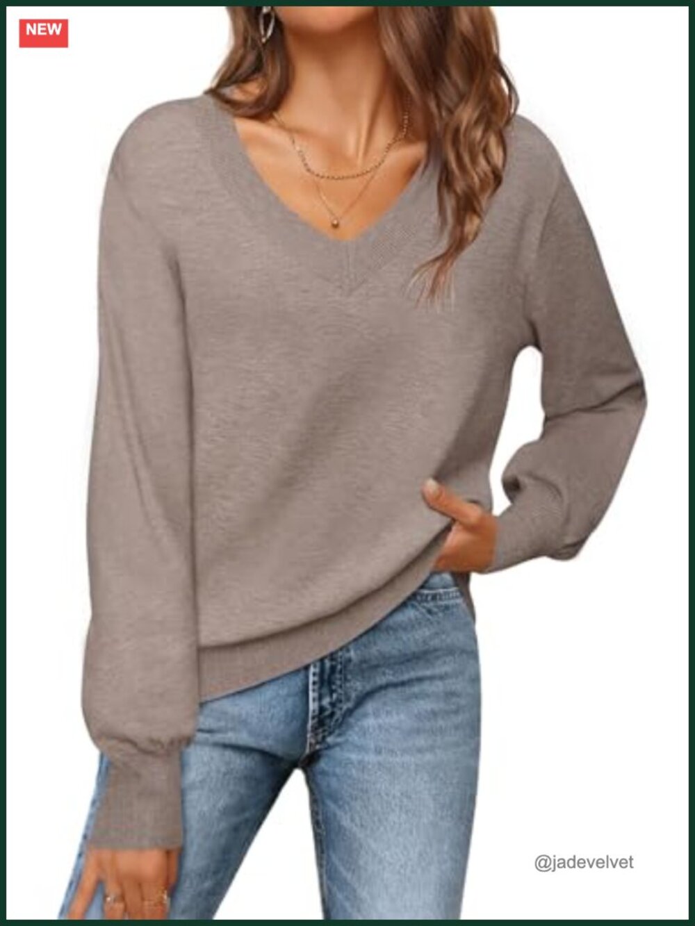 MEROKEETY Long Sleeve V Neck Lightweight Knit Pullover Sweater